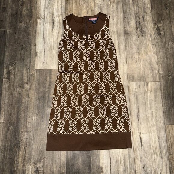 VINEYARD VINES size 4 Dress Brown Sleeveless Sailor's Knot Print Shift Nautical - Picture 1 of 6